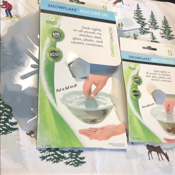 Charles Viancin 9” & 6” silicone snowflake lid new - Picture 2 of 7